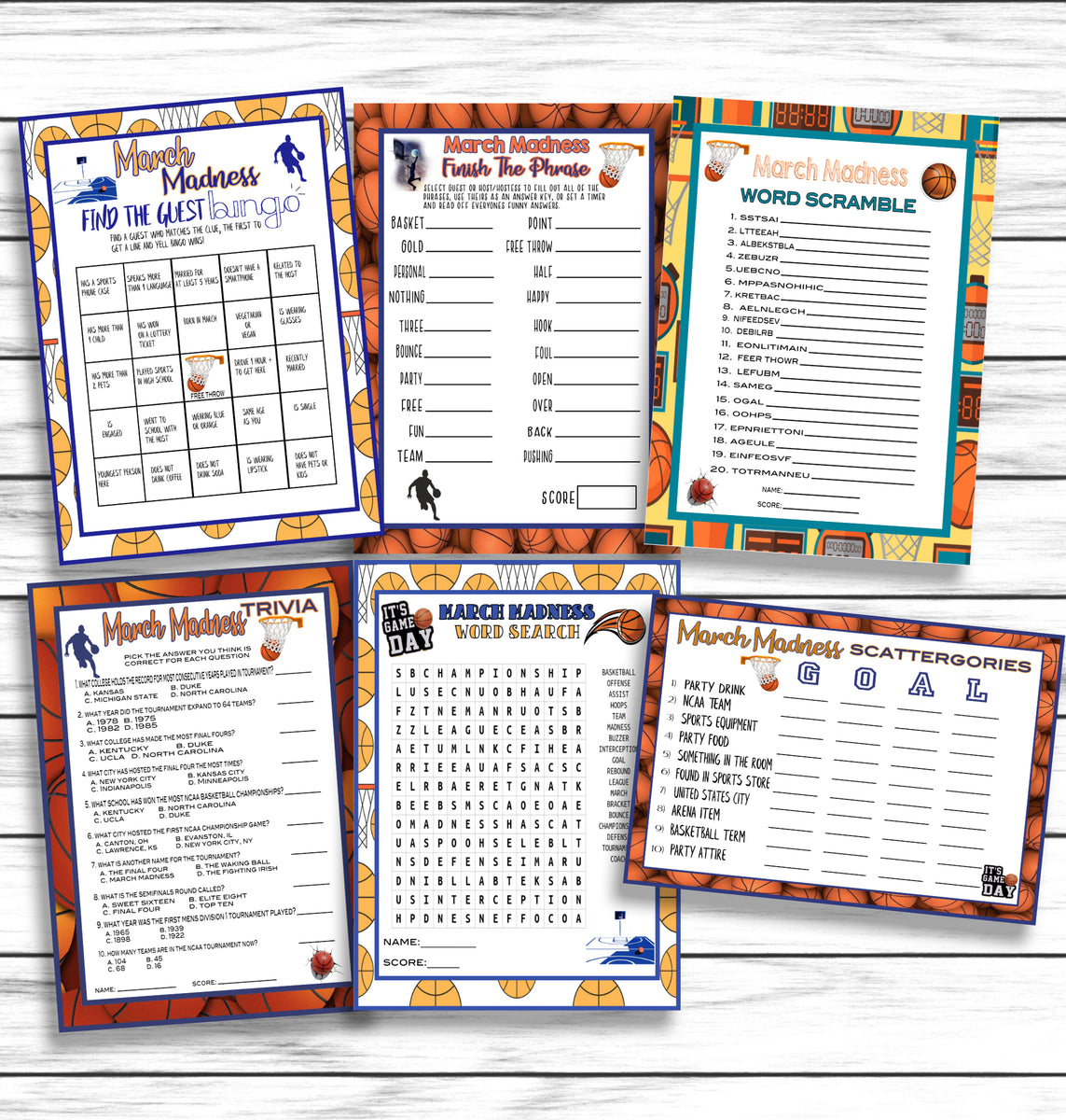 March Madness Predictions Game, NCAA Final Four Predictions Party Game –  Enjoymyprintables