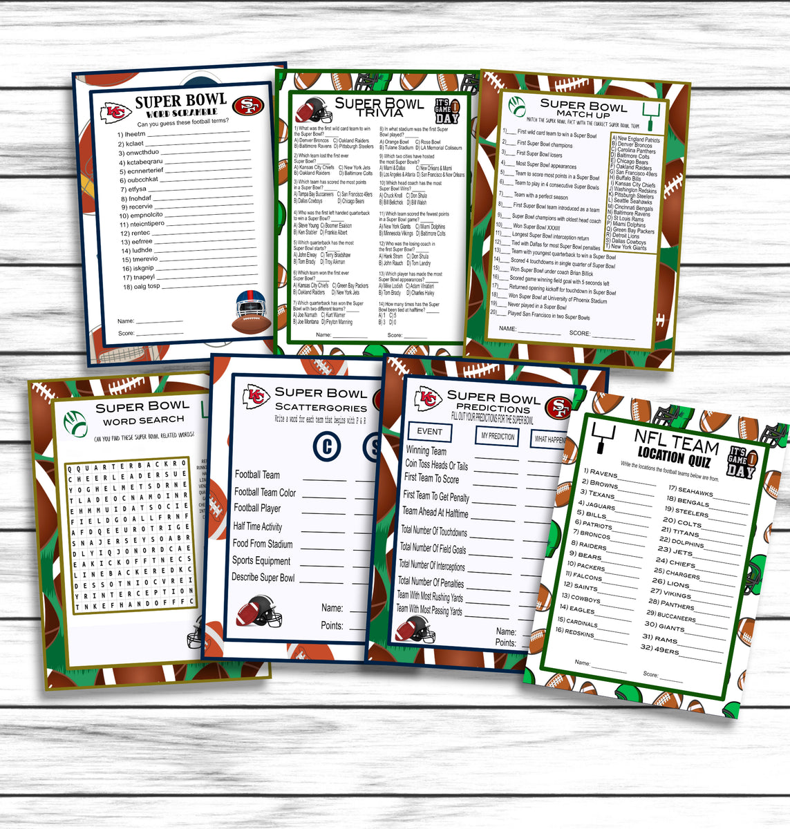 Printable Or Virtual Super Bowl Trivia Party Game, Kids Adults Family –  Enjoymyprintables