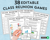 Printable Class Reunion Games | Editable Reunion Template Activities Bundle | High School Reunion Party Ideas Games Set