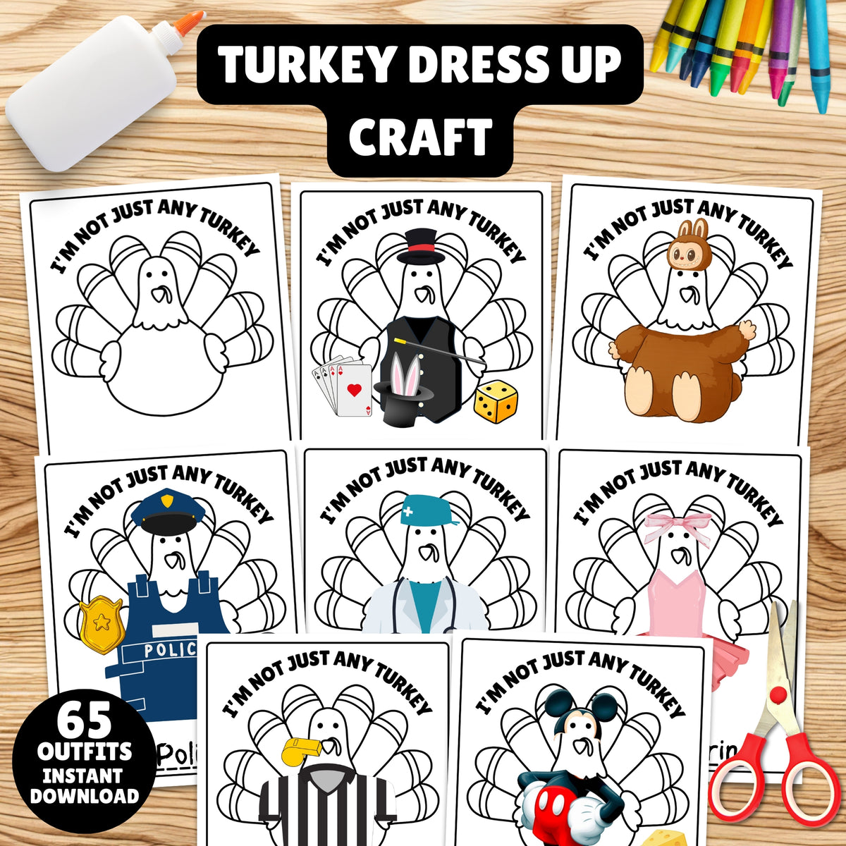Disguise a Turkey Printable Kit | 65 Outfits | Thanksgiving Craft for ...