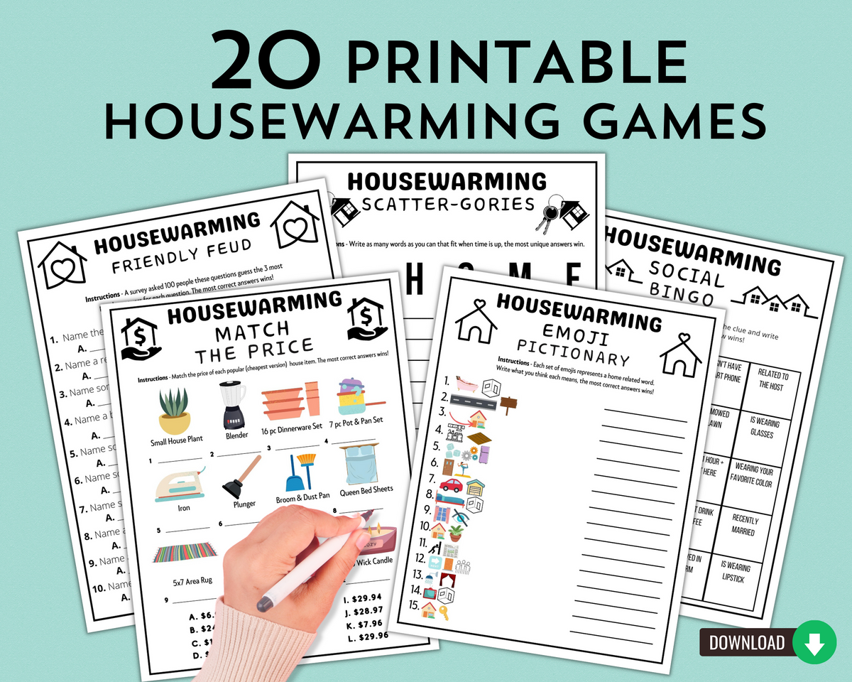 Printable Housewarming Party Games New Home Game Bundle Moving Hou