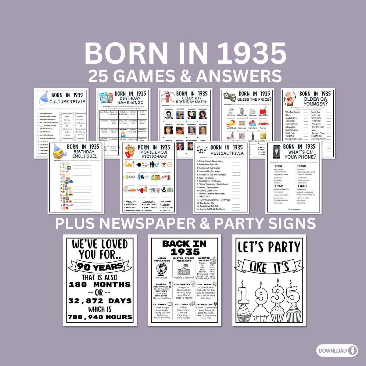 Free Printable 90th Birthday Games Free Printable 90th Birthday Games