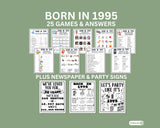 30th Birthday Printable Games Bundle | Born in 1995 Party Idea | 30th Bday Party Activities Man Woman 1995 Newspaper Poster Trivia Quiz