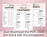 Teenage Girl Editable Birthday Games Template Bundle | Sweet 16 Pink Teen Bday Party Quizzes | Printable Birthday Activities Idea For Her