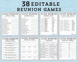 Printable Class Reunion Games | Editable Reunion Template Activities Bundle | High School Reunion Party Ideas Games Set
