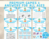 Printable Beach Games & Answers | Ocean Party Games For Kids And Adults | Summer Vacation DIY Shore Games Beach Day Family Ideas Activities