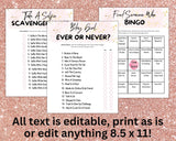 Teenage Girl Editable Birthday Games Template Bundle | Sweet 16 Pink Teen Bday Party Quizzes | Printable Birthday Activities Idea For Her