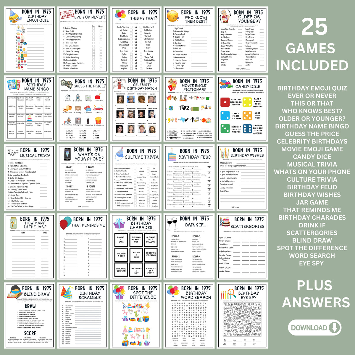 50th-birthday-printable-games-bundle-born-in-1975-party-idea-50th-enjoymyprintables for What Happened The Year I Was Born Printable Free 50th Birthday Printable Games Bundle | Born in 1975 Party Idea | 50th – Enjoymyprintables for What Happened The Year I Was Born Printable Free