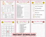 Printable tea party games and answers that are editable to print and play at girls birthdays, ladies tea parties, church functions, family gatherings and high tea or baby and bridal showers.
