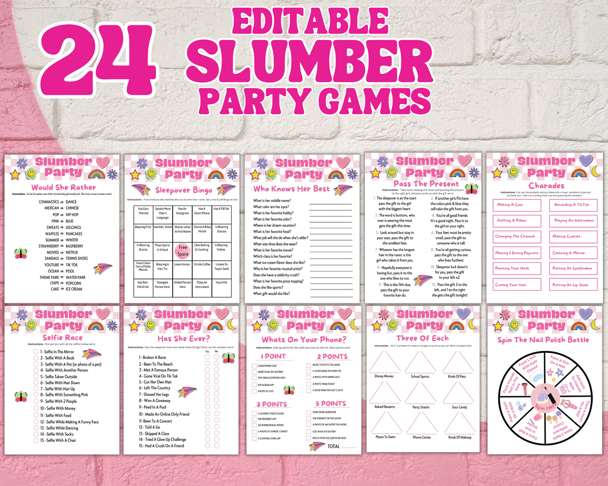 Printable Slumber Party Games | Sleepover Activity Bundle Editable Tem – Enjoymyprintables printable-slumber-party-games-sleepover-activity-bundle-editable-tem-enjoymyprintables