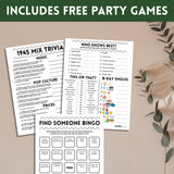 80th Birthday Printable Place Cards Games | Editable 80th Bday Party Decorations | Born In 1945 Table Cards Gifts For Her Him Back 1945 News