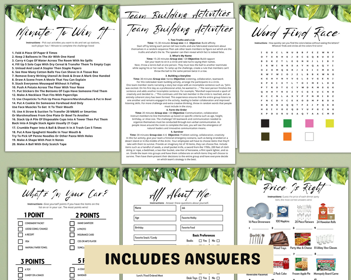 Printable Dinner Party Games Dinner Games Bundle Dinner Table Grou