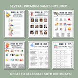 50th Birthday Printable Games Bundle | Born in 1975 Party Idea | 50th Bday Party Activities Man Woman 1974 Newspaper Poster Trivia Quiz