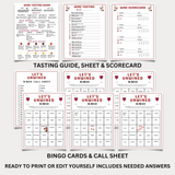 Editable Wine Tasting Party Games Bingo Scorecards & Tasting Guide | Printable Wine Themed Party Bundle | Winery Ideas