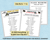 Printable Class Reunion Games | Editable Reunion Template Activities Bundle | High School Reunion Party Ideas Games Set