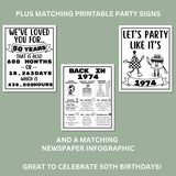 50th Birthday Printable Games Bundle | Born in 1975 Party Idea | 50th Bday Party Activities Man Woman 1974 Newspaper Poster Trivia Quiz