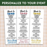 80th Birthday Printable Place Cards Games | Editable 80th Bday Party Decorations | Born In 1945 Table Cards Gifts For Her Him Back 1945 News