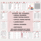 Editable Wine Tasting Party Games Bingo Scorecards & Tasting Guide | Printable Wine Themed Party Bundle | Winery Ideas