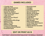 Printable Womens Ministry Games Bible Study Group Retreat Activities | Christian Games for Adults | Ladies Editable Fellowship Bundle