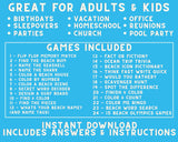 Printable Beach Games & Answers | Ocean Party Games For Kids And Adults | Summer Vacation DIY Shore Games Beach Day Family Ideas Activities