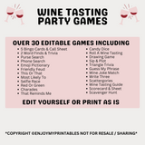 Editable Wine Tasting Party Games Bingo Scorecards & Tasting Guide | Printable Wine Themed Party Bundle | Winery Ideas
