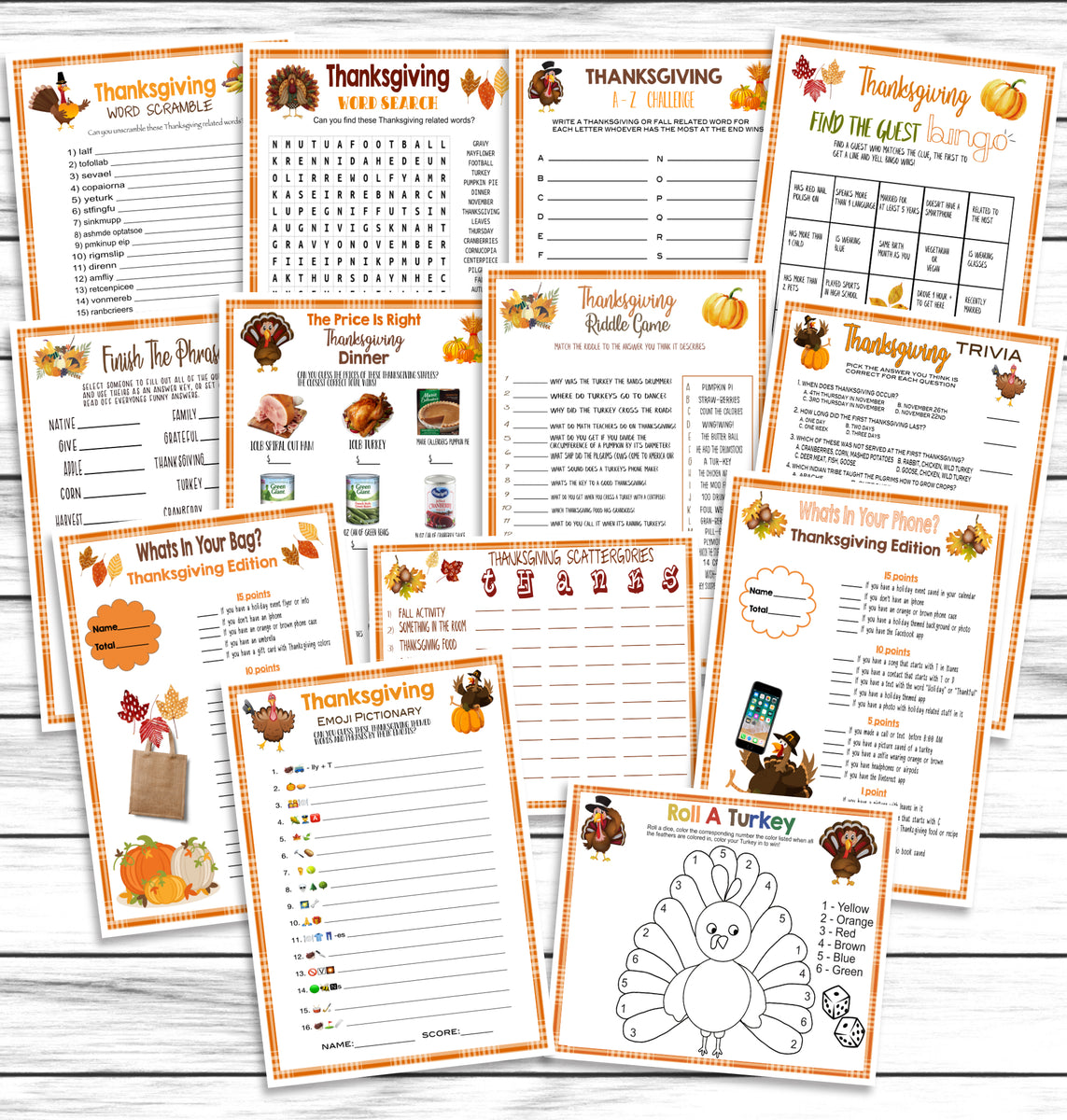 50 Printable Thanksgiving Games - My Pinterventures