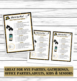 New Years Party Family 14 Game Set, Printable or Virtual Kids Adults Activity Bundle, Instant Download