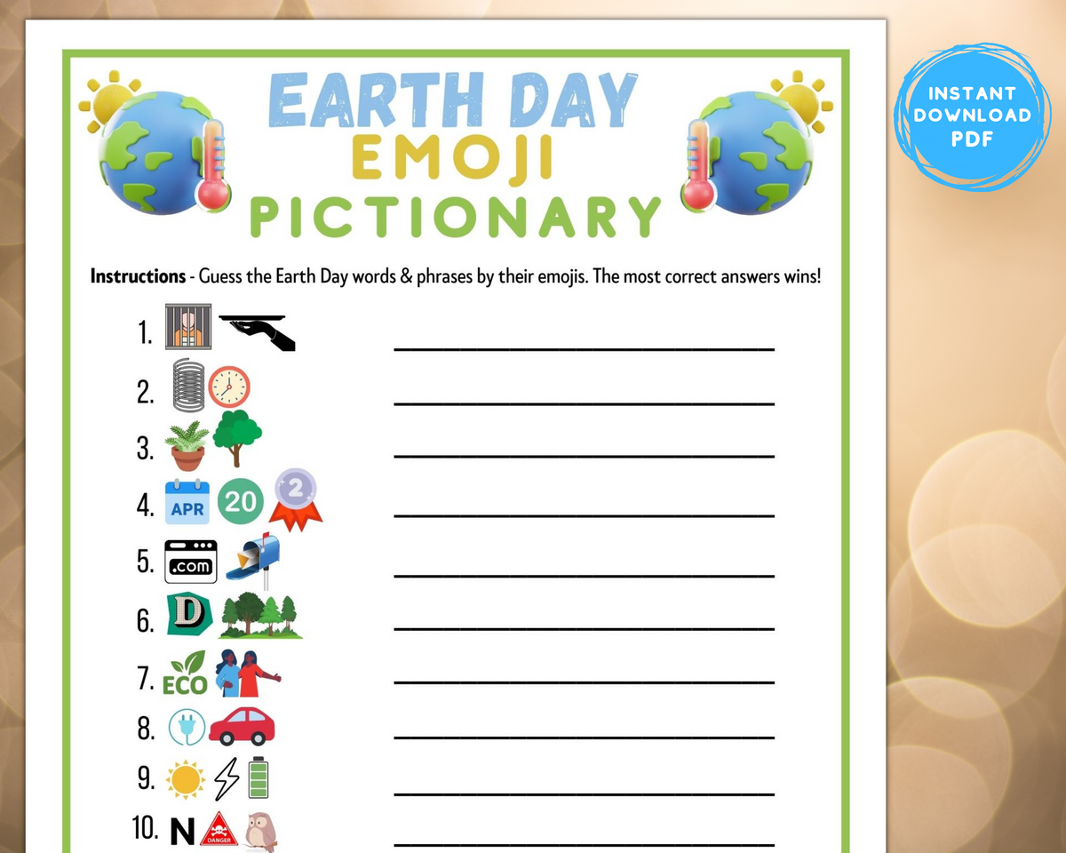 Printable Earth Day Emoji Pictionary Game | Classroom Work Church Part –  Enjoymyprintables