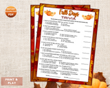 Printable Fall Autumn Trivia Party Game For Kids And Adults