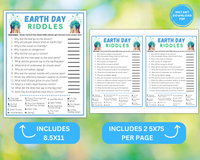 Printable Earth Day Fun Riddle Game | Classroom Work Seniors Activity | Funny Earth Joke Quiz | Earth Day Challenge Idea | Family Activity