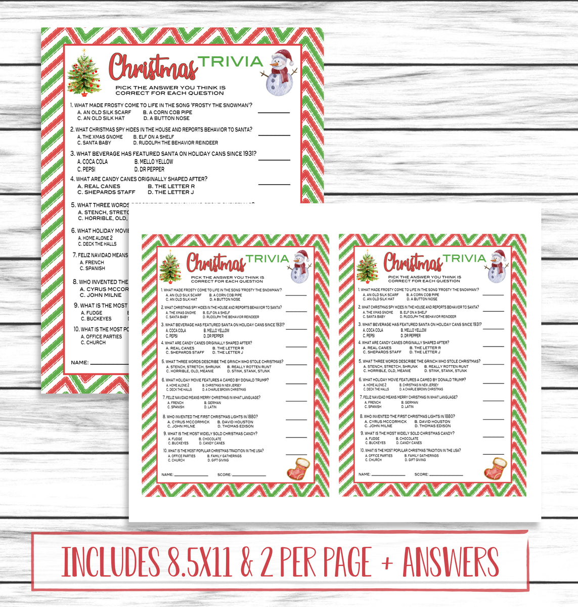 6 Christmas Party Family Game Set, Printable or Virtual Kids Adults Ac ...