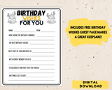 70th birthday printable party games for kids & adults