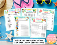 Summer Party Printable Word Search Game For Kids & Adults