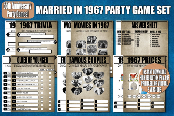 55th anniversary party games, decor, ideas