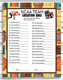 March Madness NCAA Team Location Quiz Party Game