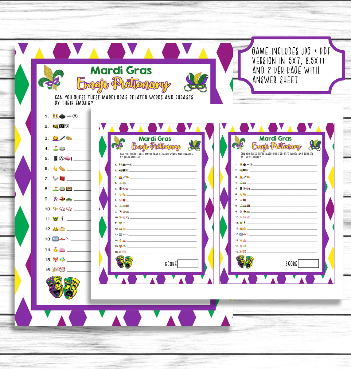 Printable Mardi Gras Synonyms Party Game — Print Games Now