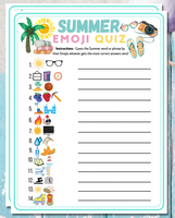 Summer Printable Emoji Pictionary Quiz Game For Kids And Adults Fun Activity