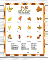 printable or virtual fall autumn party leaf trivia quiz game kids classroom activity
