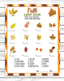 printable or virtual fall autumn party leaf trivia quiz game kids classroom activity