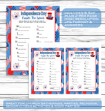 July 4th Party Finish The Word Game, Printable Kids Activity Sheet, Instant Download