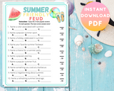 Summer Friendly Feud Printable Party Trivia Game For Kids & Adults
