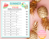 Summer Friendly Feud Printable Party Trivia Game For Kids & Adults