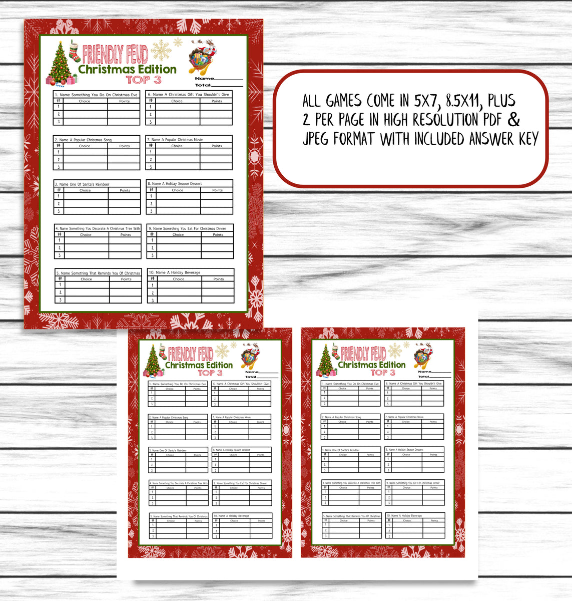 Family Feud for a Group Questions.pdf - Google Drive  Family feud game,  Family feud, Fun christmas party games