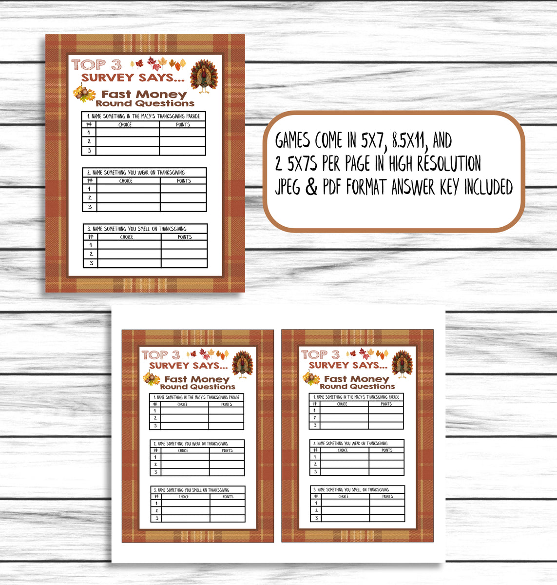 Free Printable Thanksgiving Family Feud Game