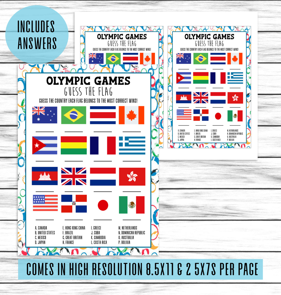 Summer Olympics Country Flag Quiz  Printable Athletic Activity Sheet –  Enjoymyprintables