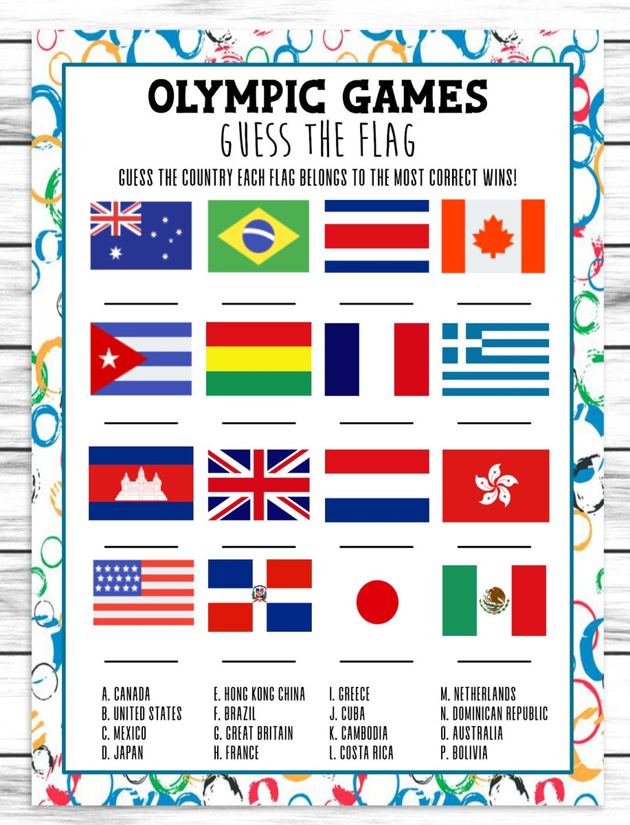 Summer Olympics Country Flag Quiz  Printable Athletic Activity Sheet –  Enjoymyprintables