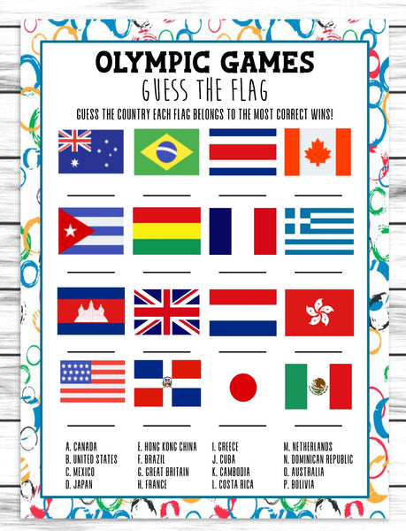 olympic games country flag matching quiz game printable or virtual