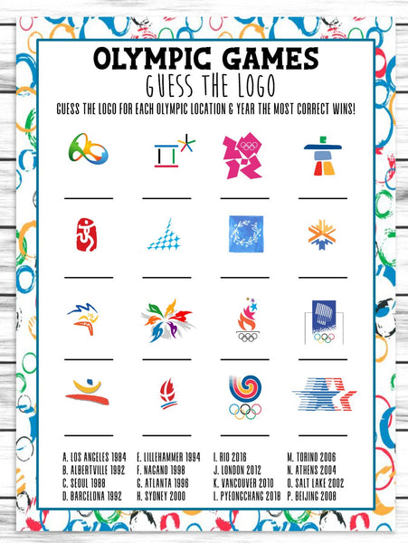 summer olympics party guess the logo game printable or virtual office party game