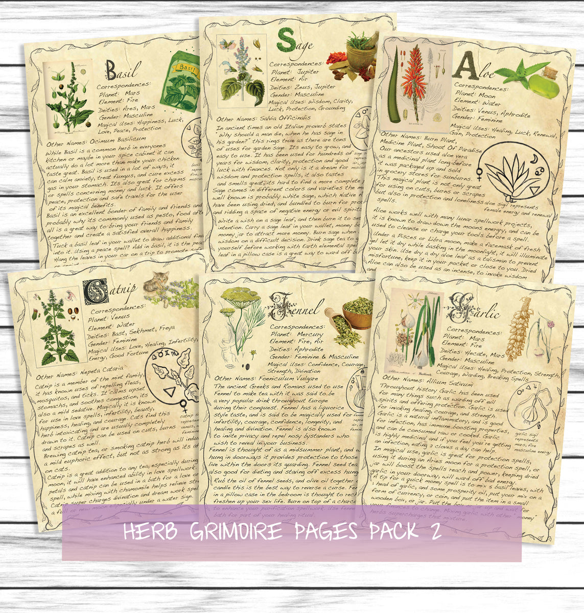 Book of Shadows, Printable, Grimoire Pages, Herbs, Witchcraft