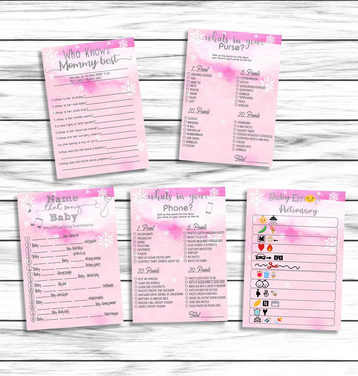 Polar Bear Baby Shower Games - Who Knows Mommy Best & Word Search Bundle (20 Cards) - View #4